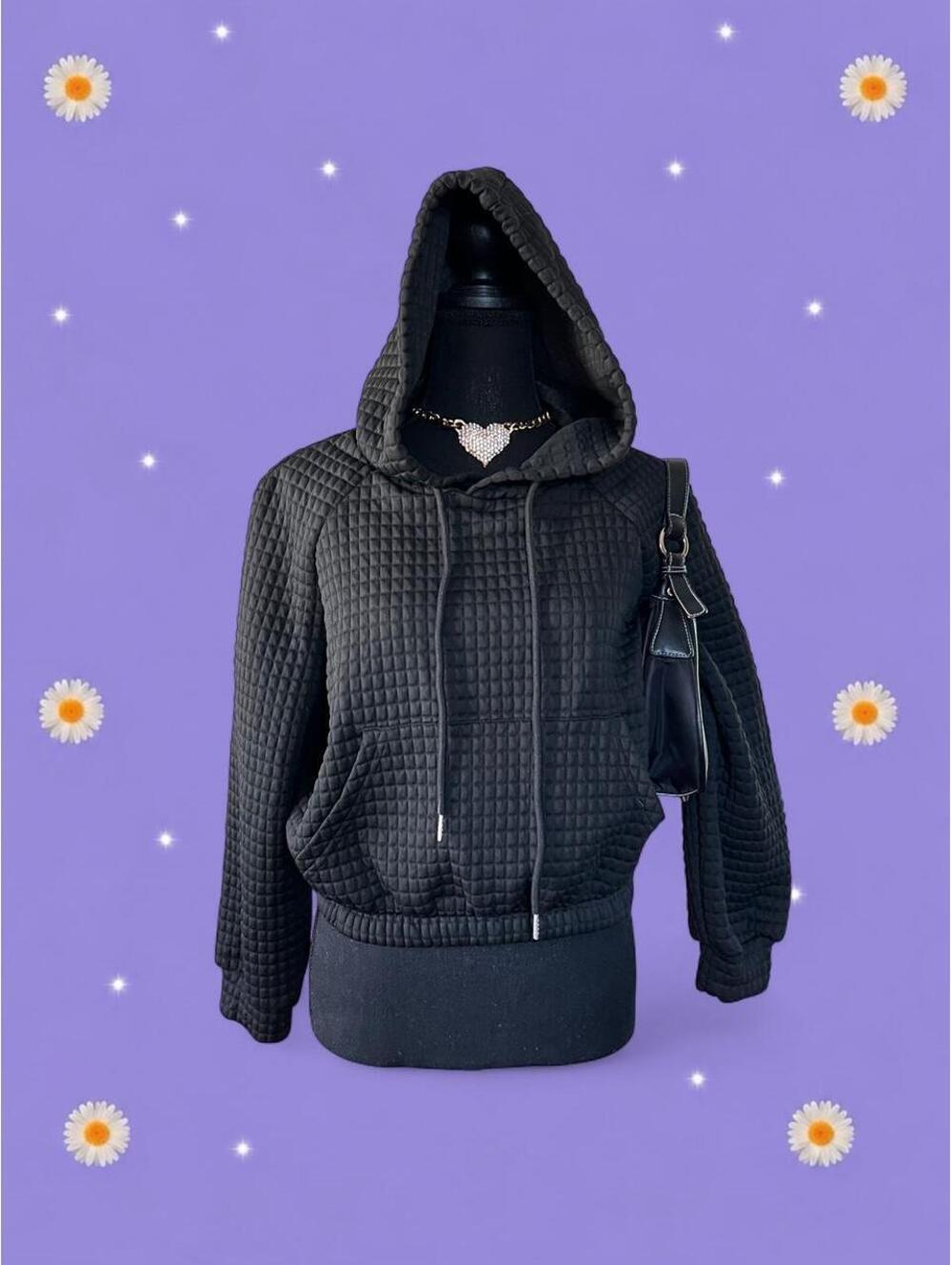 Vintage Y2K Quilted Bubble Cropped Hoodie size small 🖤